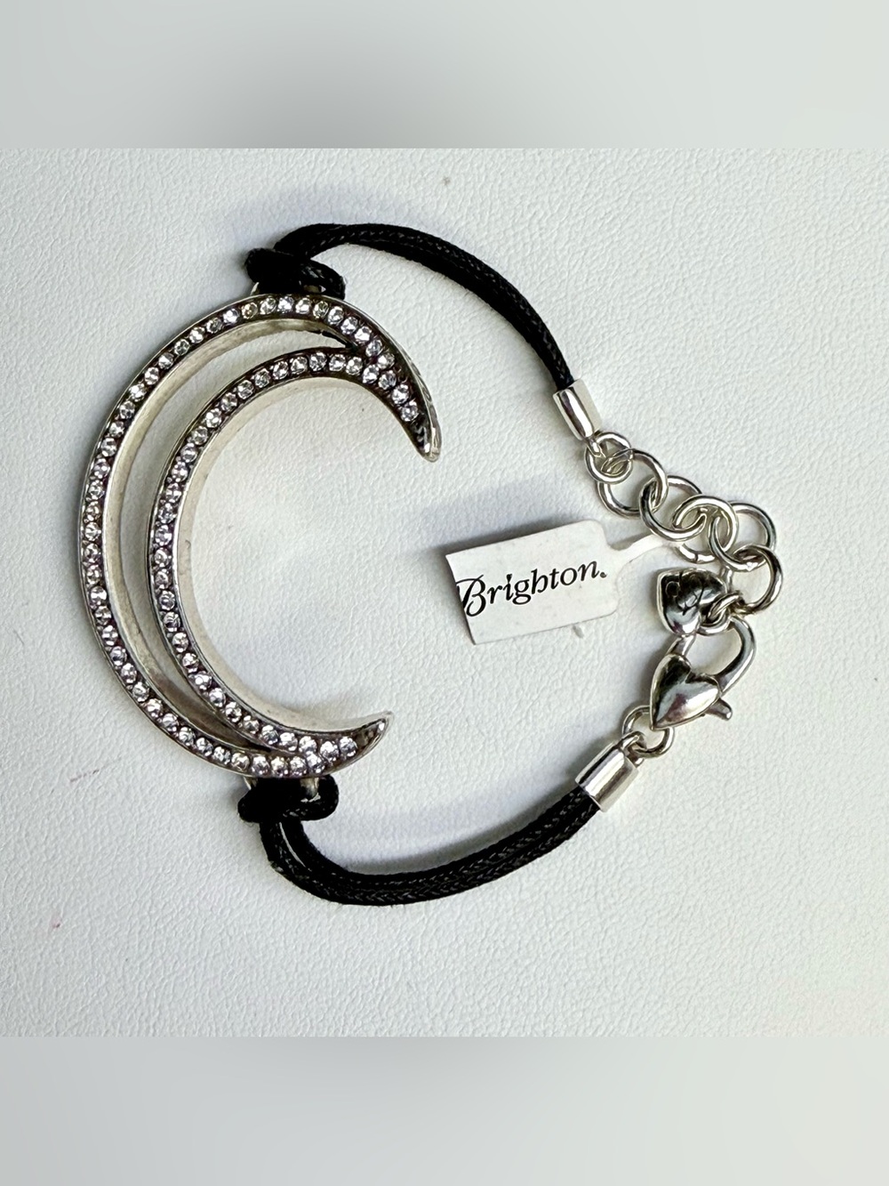 NWT Brighton Starry Night Uber Moon Bracelet Crystal Silver Plated Black Cord